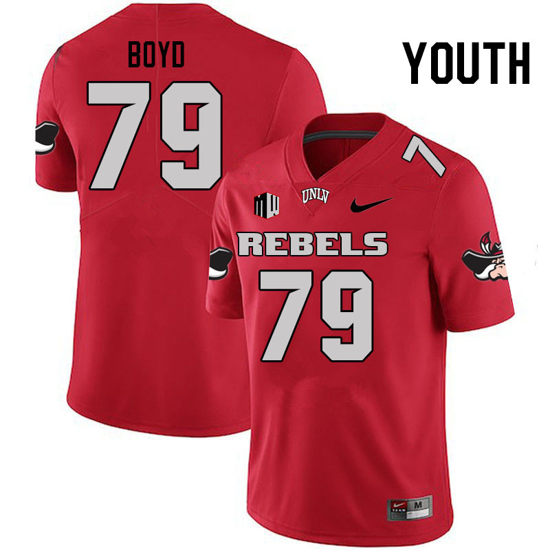 Youth #79 Austin Boyd UNLV Rebels College Football Jerseys Stitched Sale-Scarlet - Click Image to Close